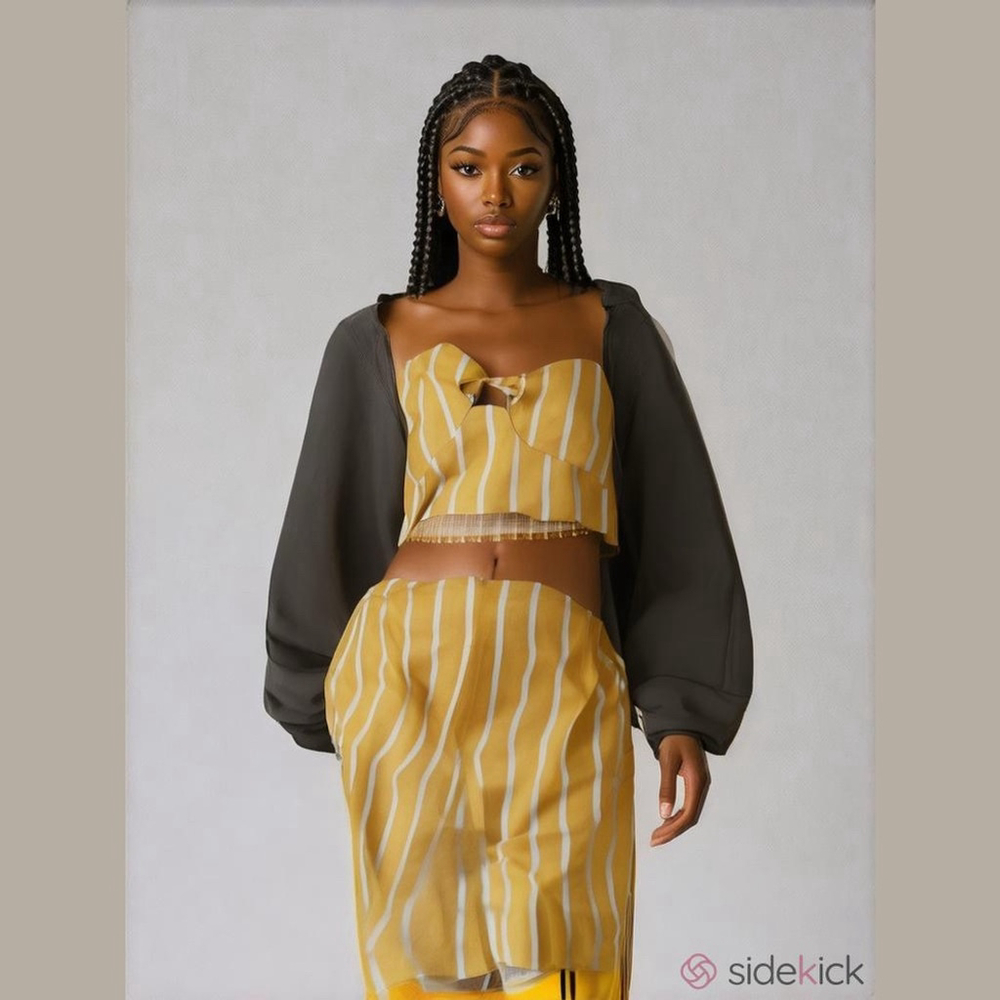 Yellow mini skirt set XL